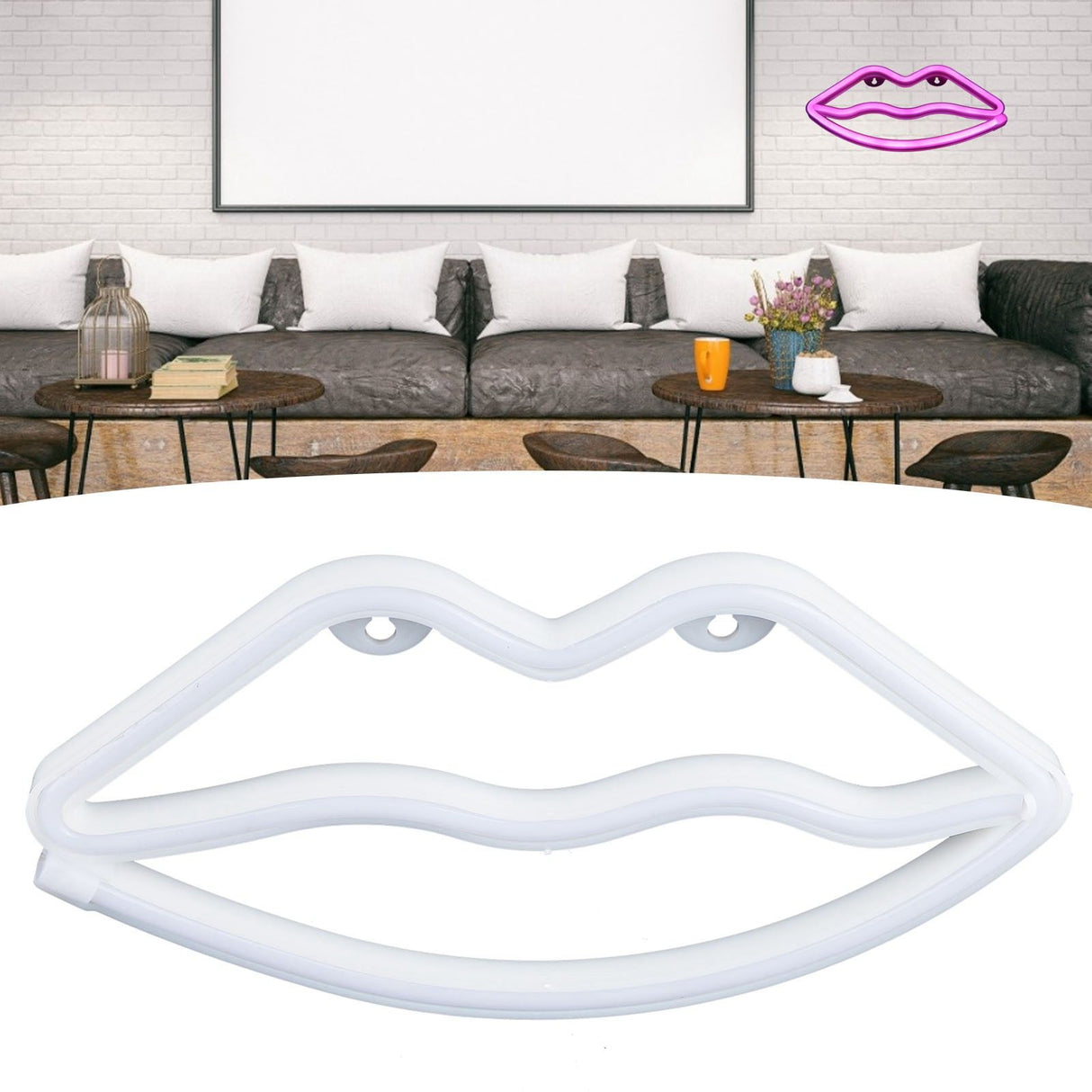 LED Neon Light Lip Shape USB Or Battery Powered Decoration Night Light for Bedroom Bar Festival
