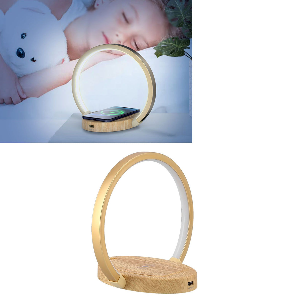 LED Wireless Charger Lamp with 3 Lighting Mode Eye‑Caring Reading Light for Bedroom HomeOval Style