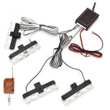 LED Red Blue Emergency Strobe Light 4x4LED Sync Flash Warning Lights 12V with Remote Control - Front View