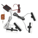 LED Red Blue Emergency Strobe Light 4x4LED Sync Flash Warning Lights 12V with Remote Control