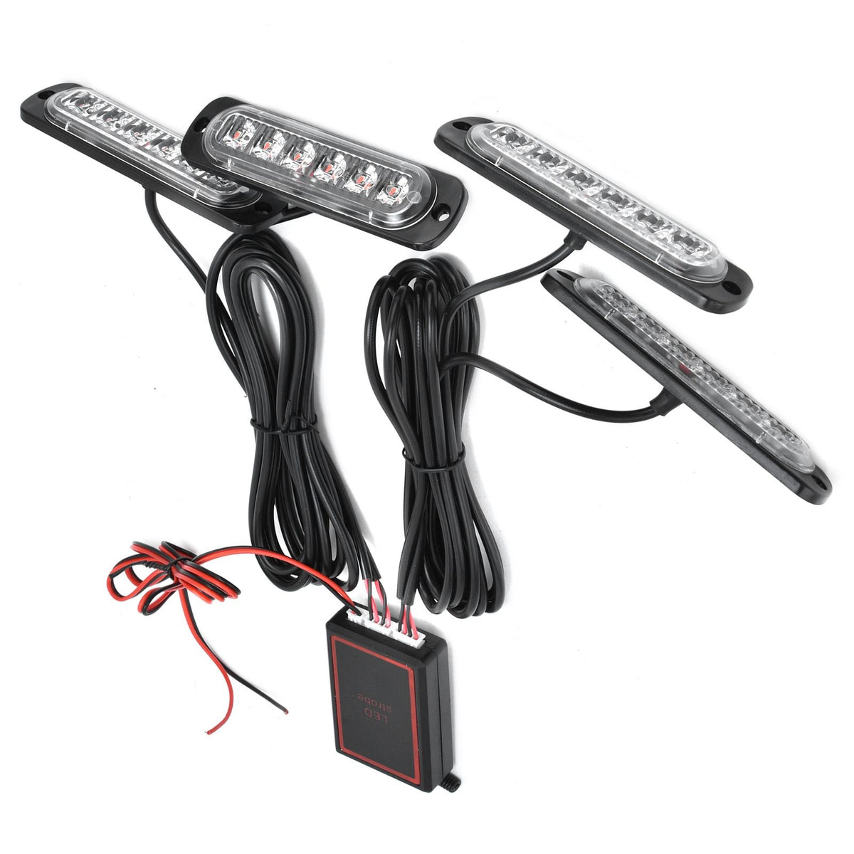 Car 4x6LED Sync Red Blue Strobe Flash Light LED Emergency Warning Lamp 12V with Remote Control