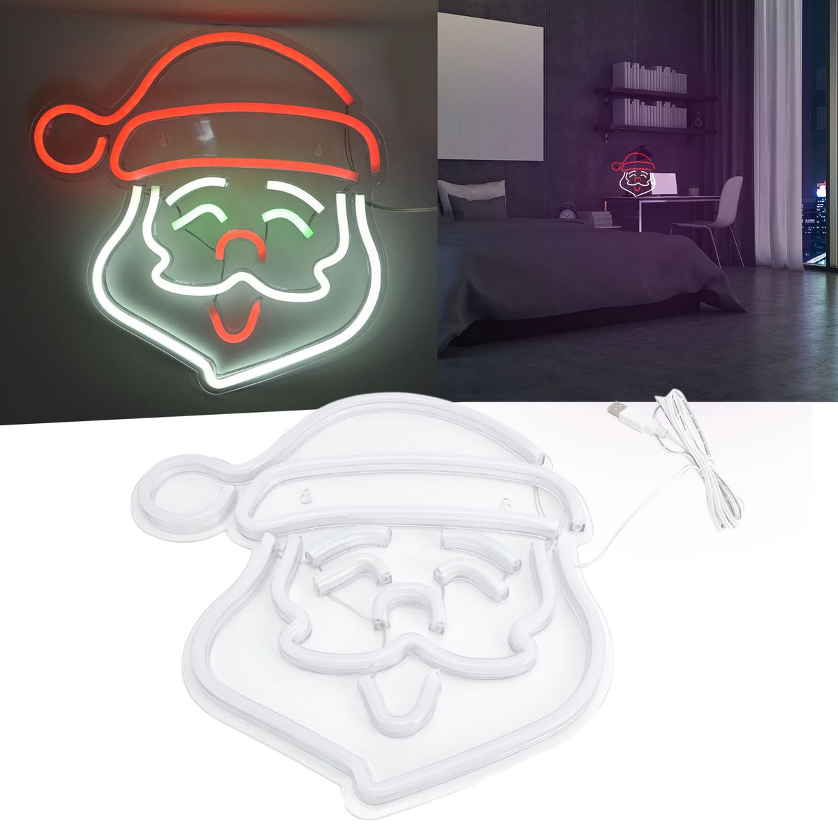LED Neon Light Santa Claus Sign Lamp Art Wall Decoration Light for Bedroom Party Birthday Bar Club