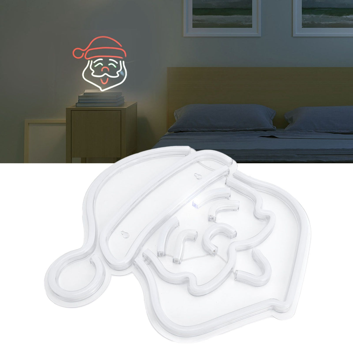 LED Neon Light Santa Claus Sign Lamp Art Wall Decoration Light for Bedroom Party Birthday Bar Club