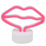 Lip Shaped LED Neon Signs with Stand USB Powered Neon Light Lamp for Baby Room Party - Side View