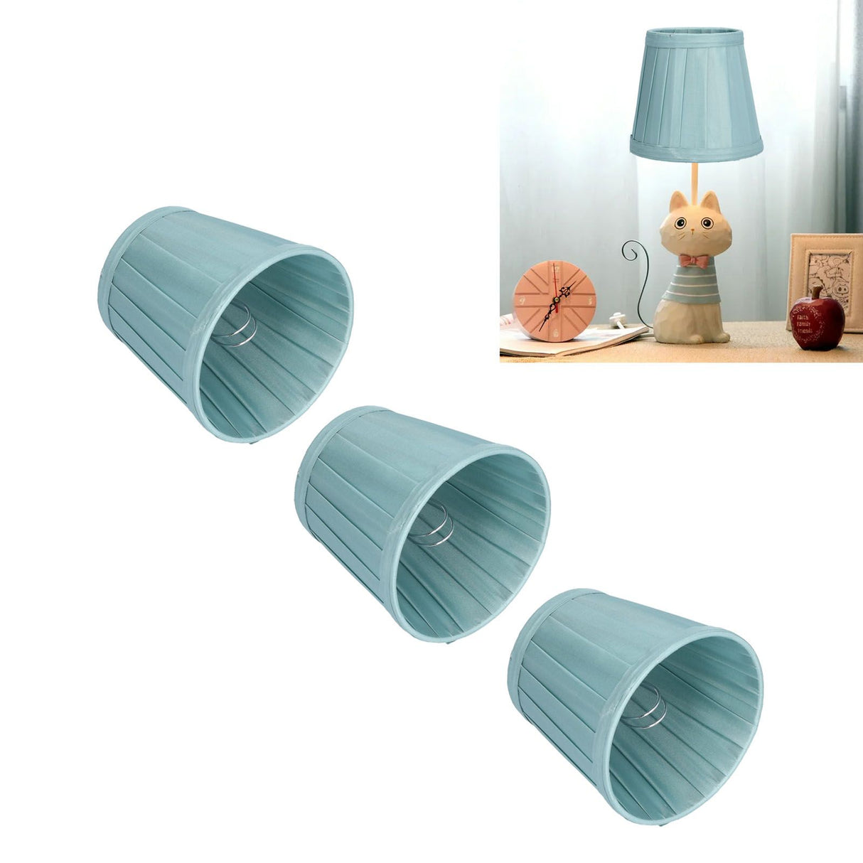 3PCS Cloth Lampshade E14 Clip On Fabric Lamp Cover for Chandelier Wall Lamp Office Home Decor(Dark Green )