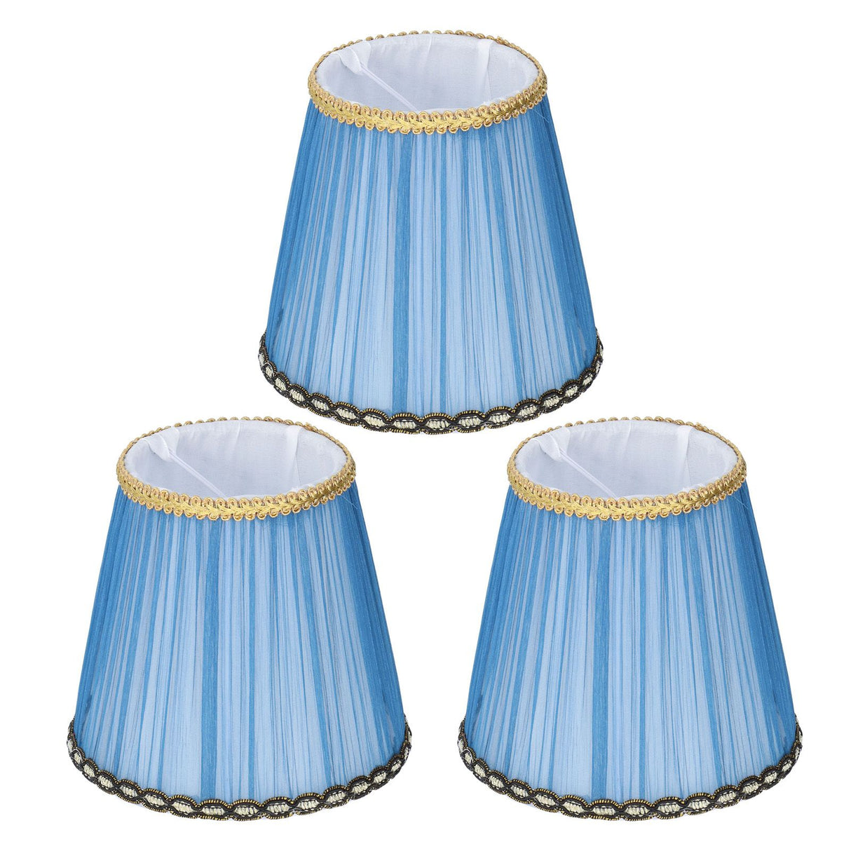 3PCS Cloth Lamp Shade E14 ClipOn Lampshade for Candle Chandelier Wall Lamp Table Light Indoor Decor(Dark Blue )