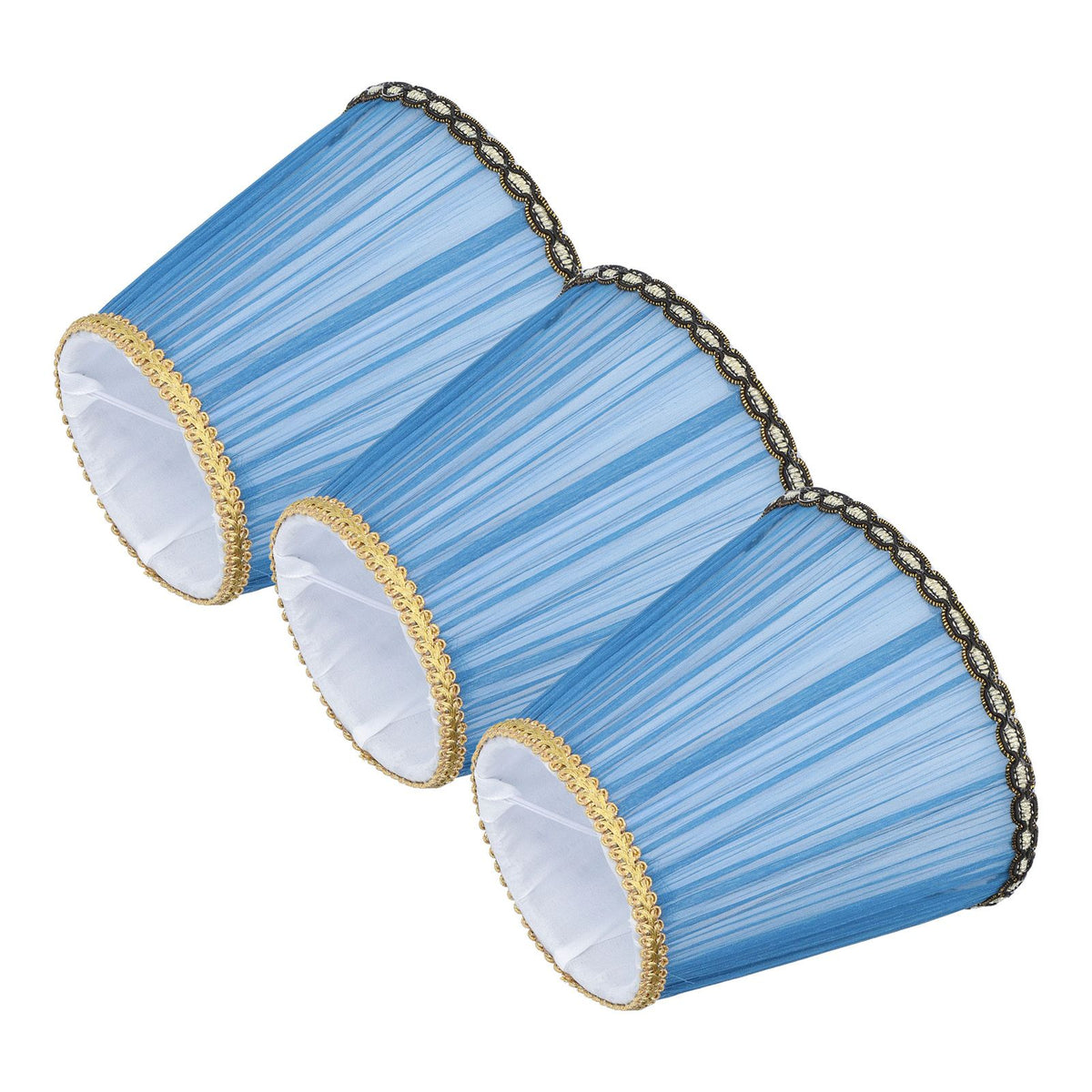 3PCS Cloth Lamp Shade E14 ClipOn Lampshade for Candle Chandelier Wall Lamp Table Light Indoor Decor(Dark Blue )