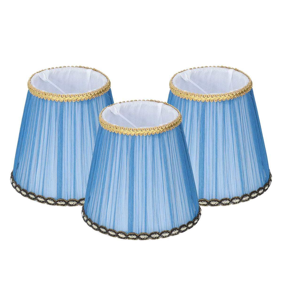 3PCS Cloth Lamp Shade E14 ClipOn Lampshade for Candle Chandelier Wall Lamp Table Light Indoor Decor(Dark Blue )