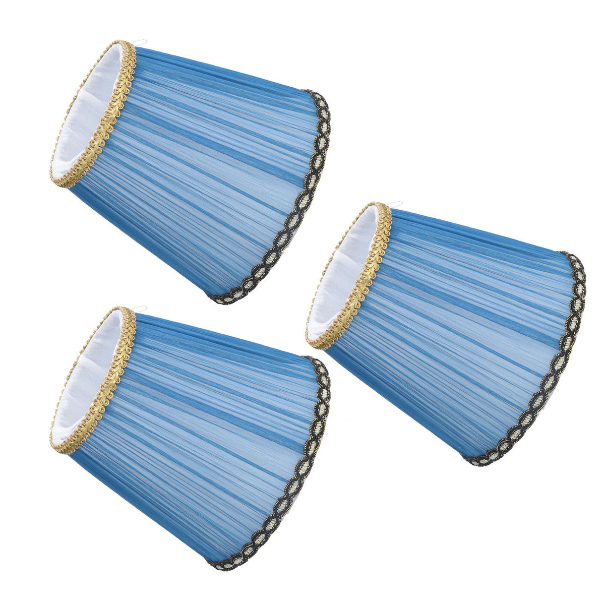3PCS Cloth Lamp Shade E14 ClipOn Lampshade for Candle Chandelier Wall Lamp Table Light Indoor Decor(Dark Blue )