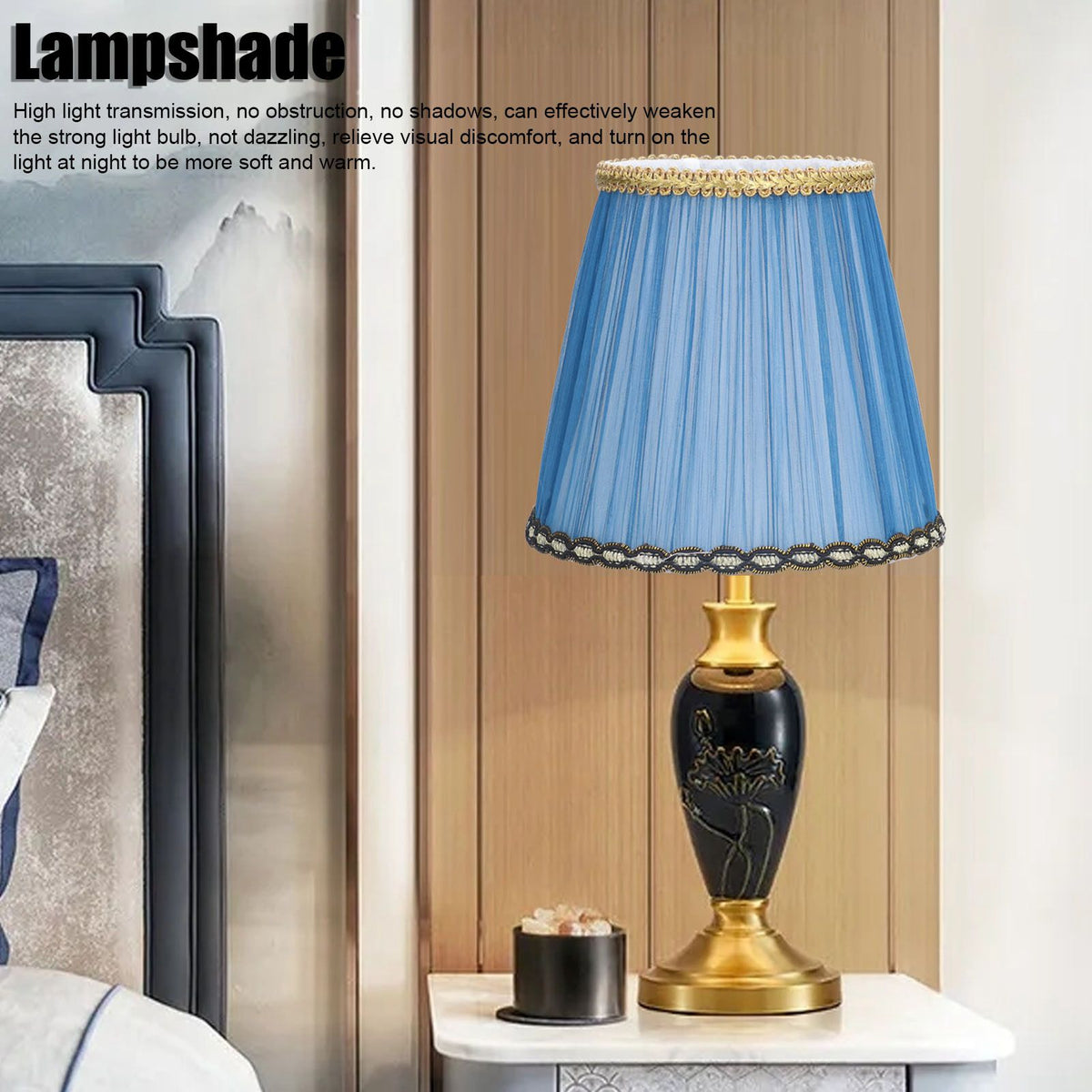 3PCS Cloth Lamp Shade E14 ClipOn Lampshade for Candle Chandelier Wall Lamp Table Light Indoor Decor(Dark Blue )