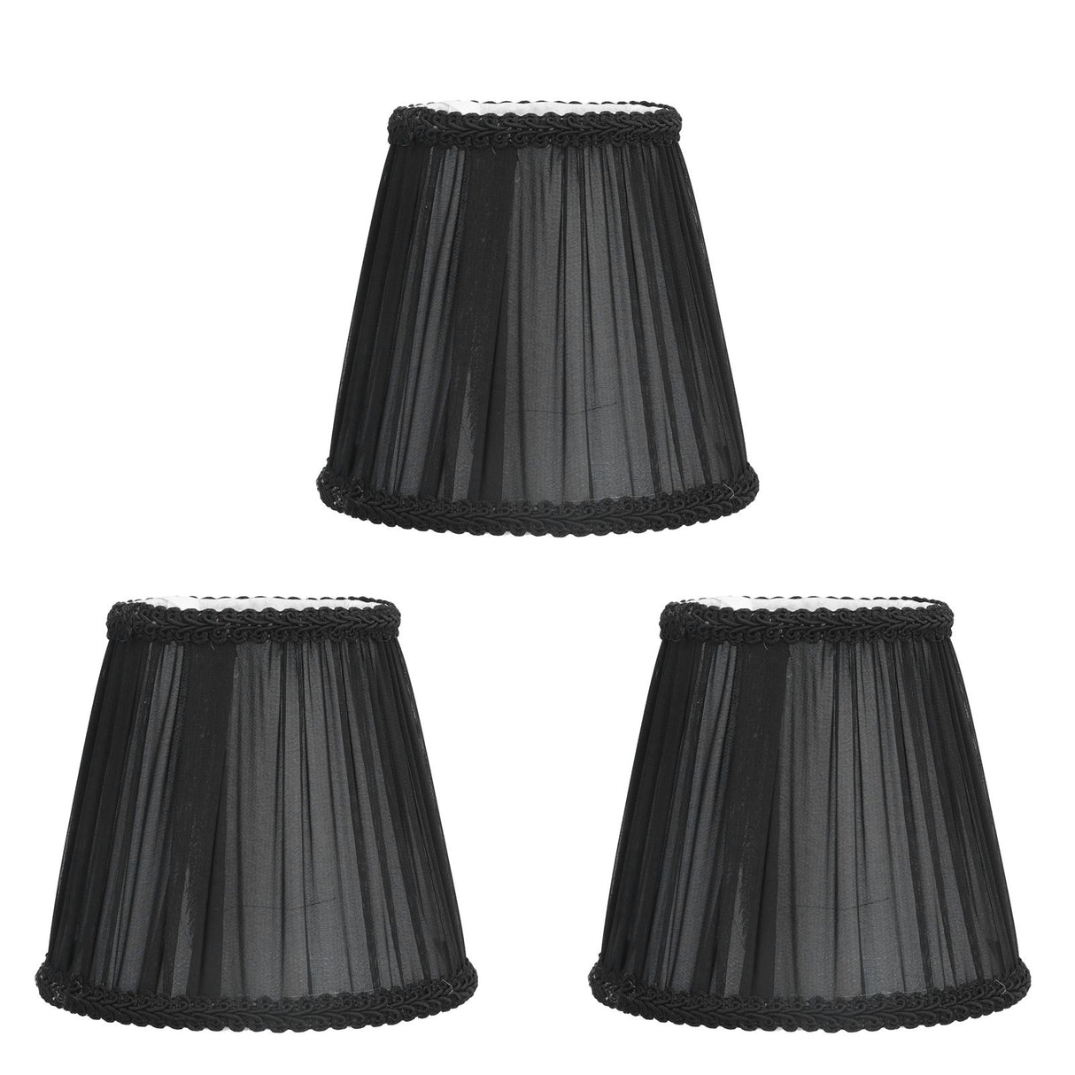3PCS E14 ClipOn Cloth Lamp Shade Modern Fabric Lampshade Table Light Cover for Candle Chandelier(Black )