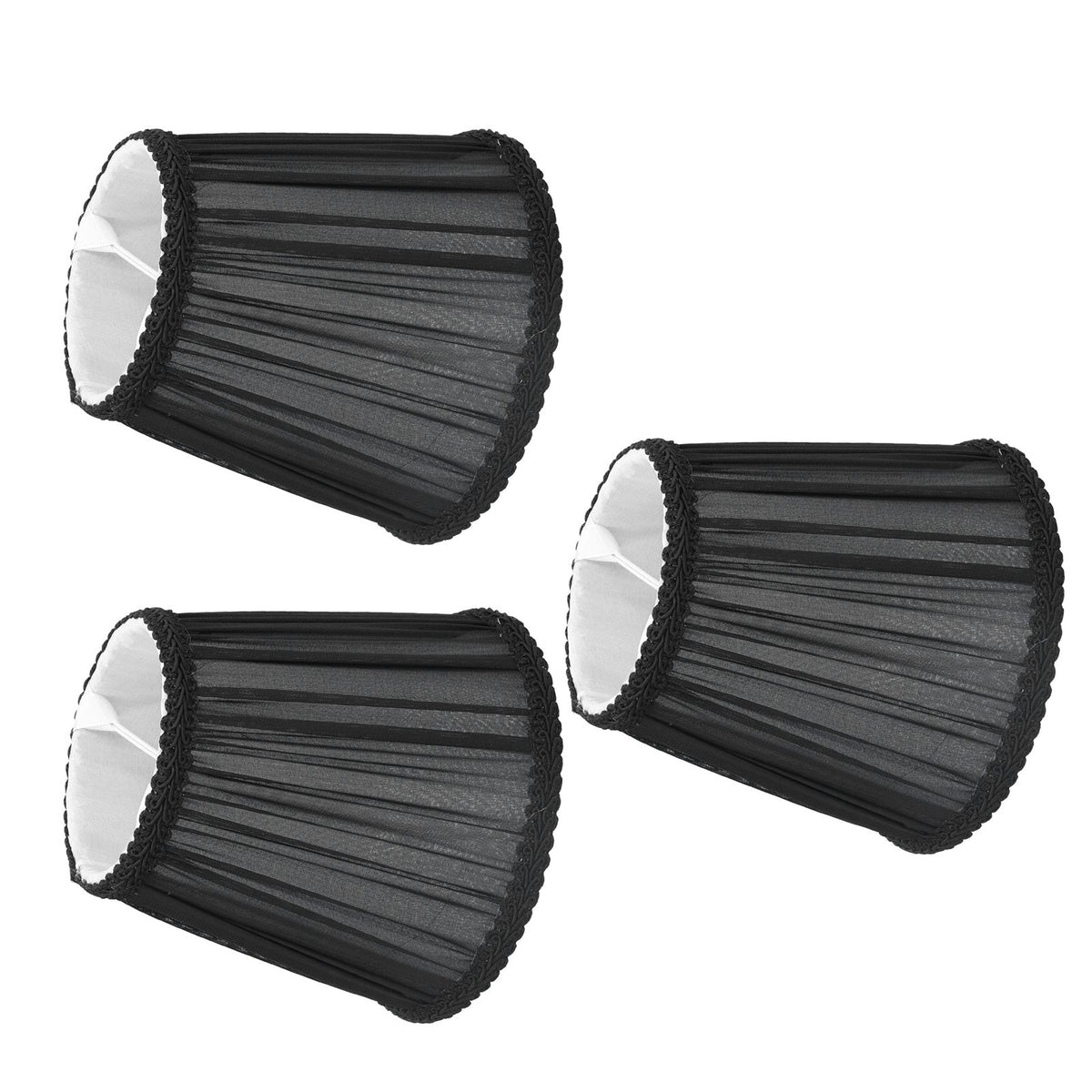 3PCS E14 ClipOn Cloth Lamp Shade Modern Fabric Lampshade Table Light Cover for Candle Chandelier(Black )