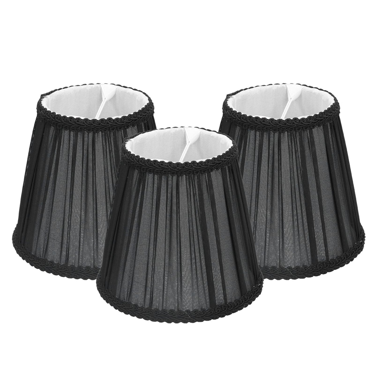 3PCS E14 ClipOn Cloth Lamp Shade Modern Fabric Lampshade Table Light Cover for Candle Chandelier(Black )