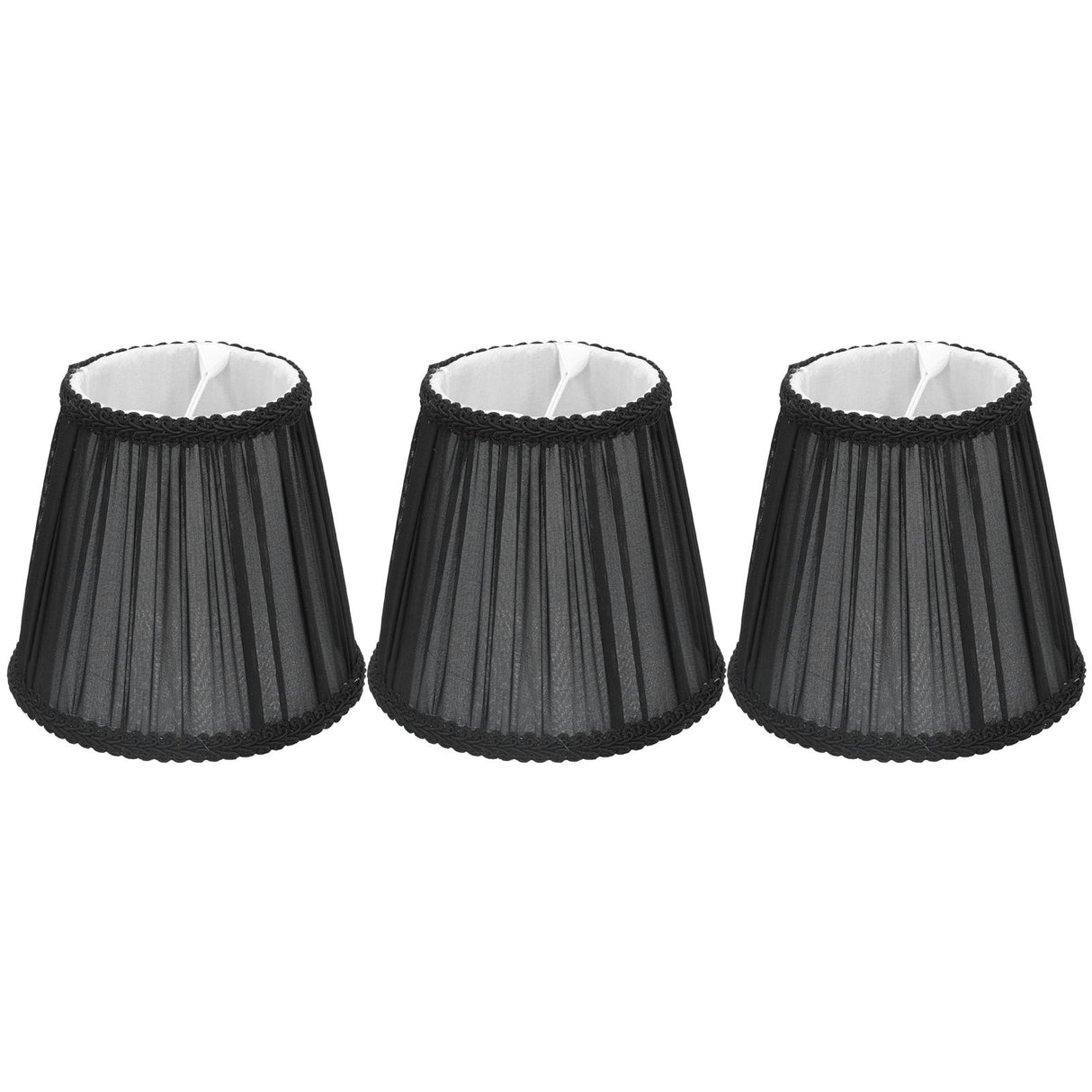 3PCS E14 ClipOn Cloth Lamp Shade Modern Fabric Lampshade Table Light Cover for Candle Chandelier(Black )