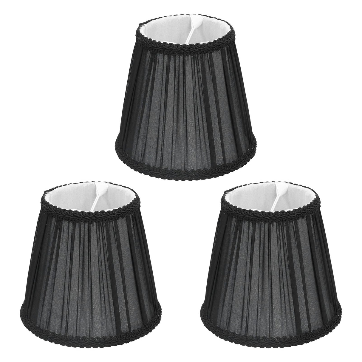 3PCS E14 ClipOn Cloth Lamp Shade Modern Fabric Lampshade Table Light Cover for Candle Chandelier(Black )