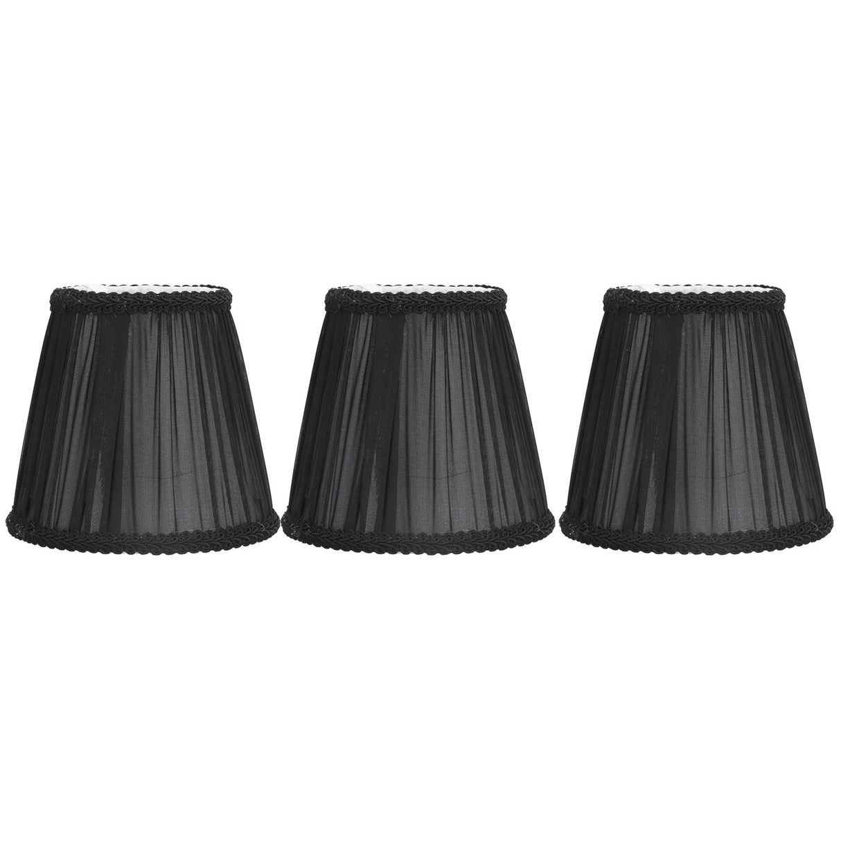 3PCS E14 ClipOn Cloth Lamp Shade Modern Fabric Lampshade Table Light Cover for Candle Chandelier(Black )