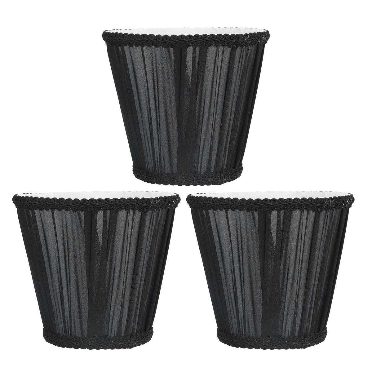 3PCS E14 ClipOn Cloth Lamp Shade Modern Fabric Lampshade Table Light Cover for Candle Chandelier(Black )