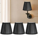 3PCS E14 ClipOn Cloth Lamp Shade Modern Fabric Lampshade Table Light Cover for Candle Chandelier(Black )