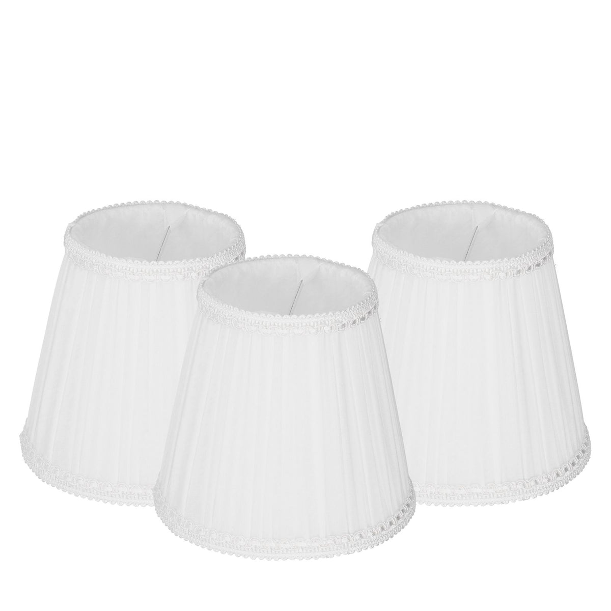 3PCS E14 ClipOn Cloth Lamp Shade Modern Fabric Lampshade Table Light Cover for Candle Chandelier(White )