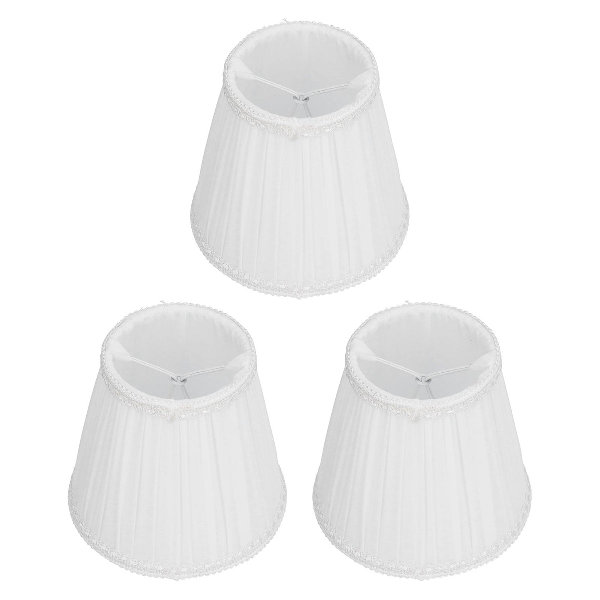 3PCS E14 ClipOn Cloth Lamp Shade Modern Fabric Lampshade Table Light Cover for Candle Chandelier(White )