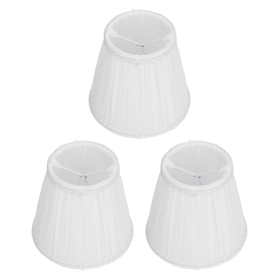 3PCS E14 ClipOn Cloth Lamp Shade Modern Fabric Lampshade Table Light Cover for Candle Chandelier(White )