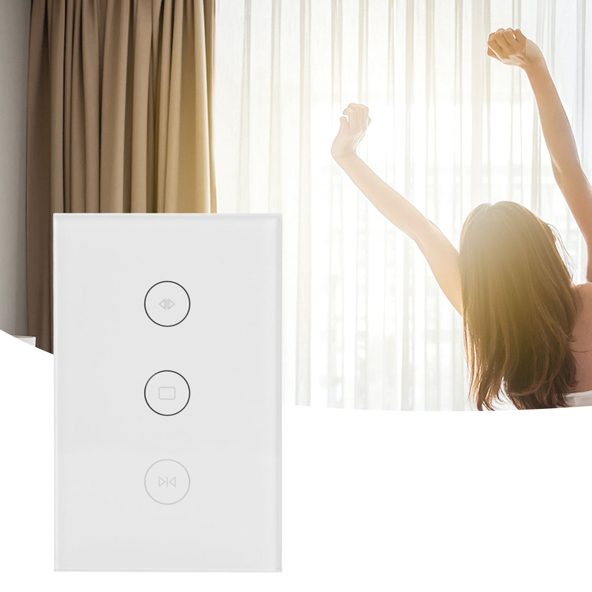 WiFi Curtain Switch Smart Touch Switch Wireless Remote Control Window Switch US 100‑240V