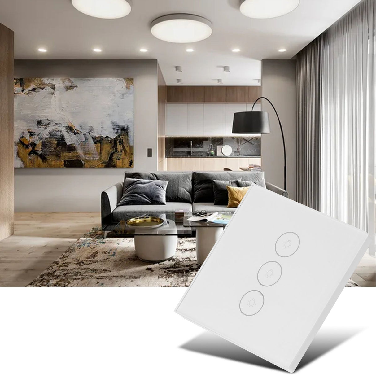 WiFi Smart Wall Light Switch Glass Panel Touch Remote Voice Control Light Switch