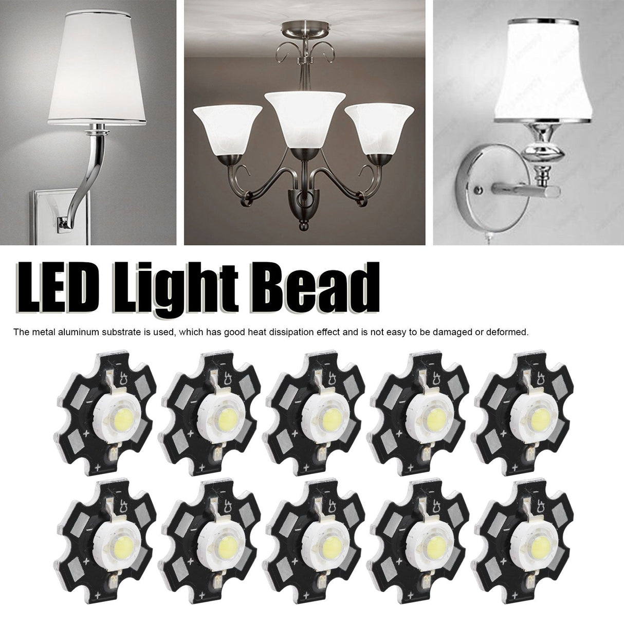 10Pcs Ultra Bright LED Chip 3V DIY Light Beads for Ceiling Light Downlight Flashlight Table LampWhite Light 6500K 3W