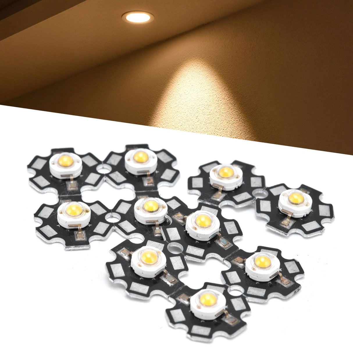 10Pcs Ultra Bright LED Chip 3V DIY Light Beads for Ceiling Light Downlight Flashlight Table LampWarm Light 3000K 3W