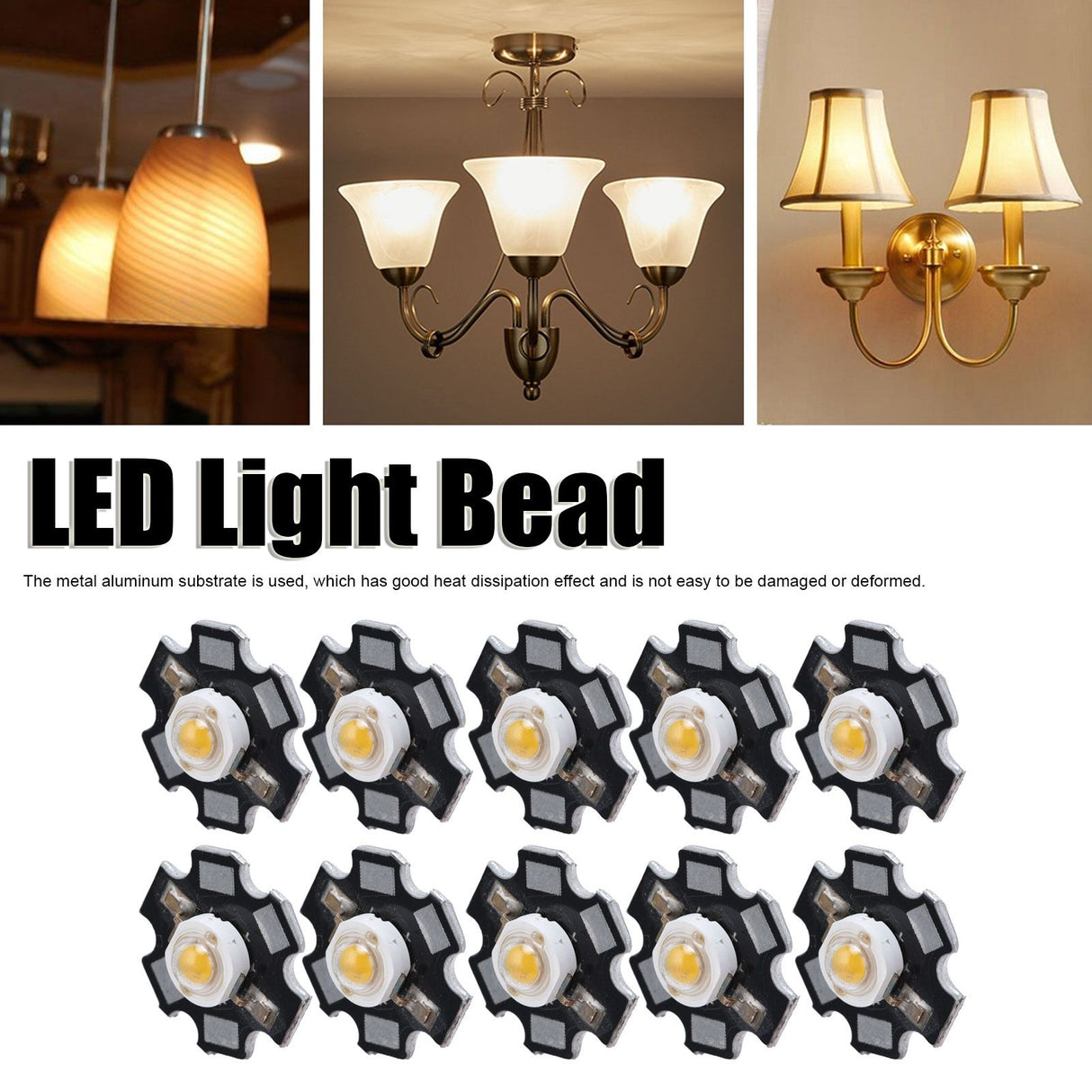 10Pcs Ultra Bright LED Chip 3V DIY Light Beads for Ceiling Light Downlight Flashlight Table LampWarm Light 3000K 3W