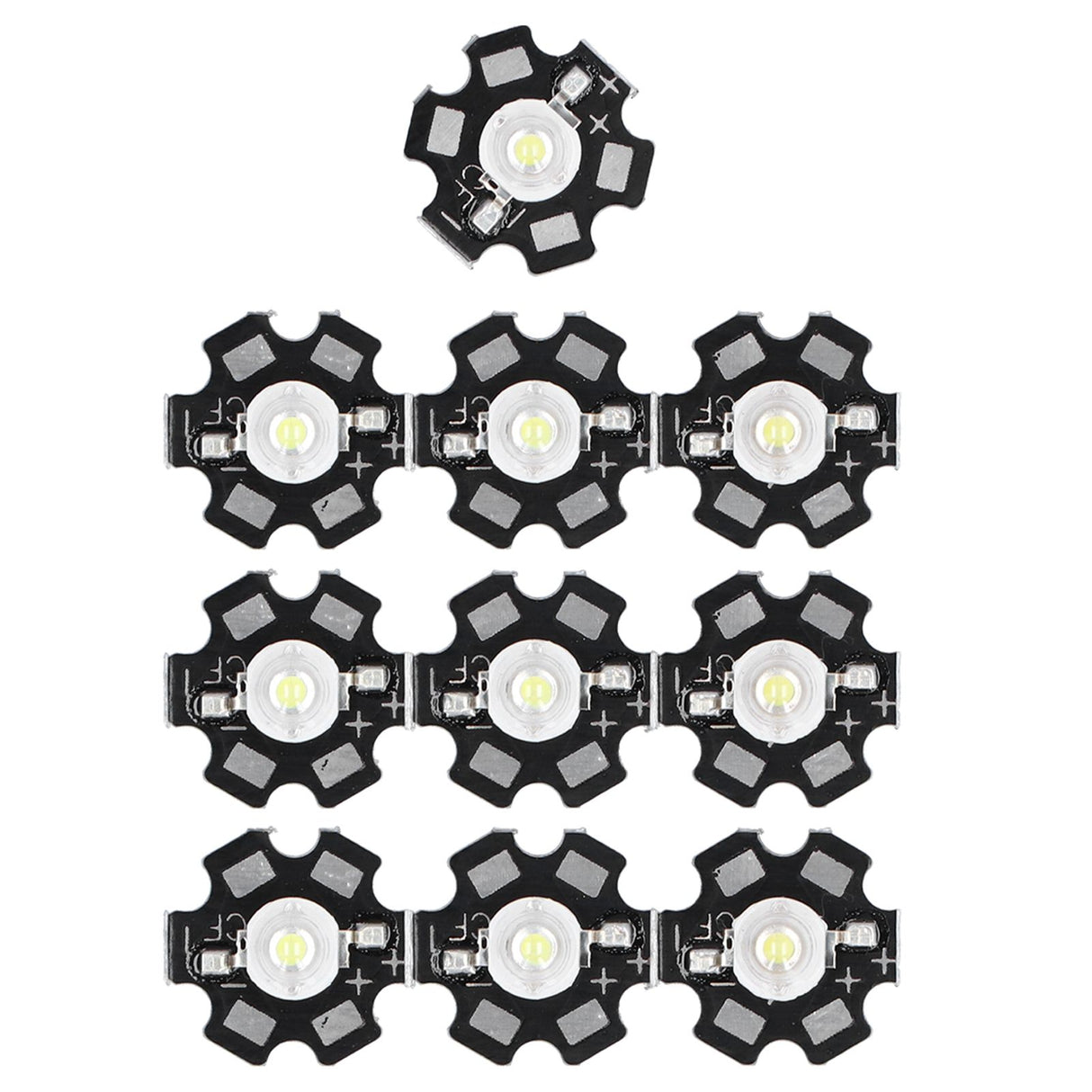 10PCS 1W LED Chip Highlight DIY Light Beads with Aluminum Base 6500k 90lm 20mm White Light