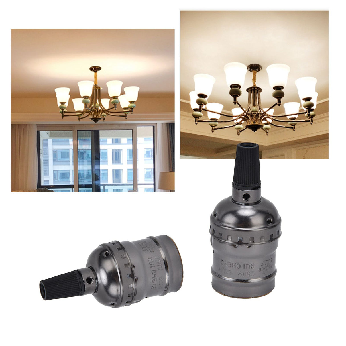 10Pcs Retro Lamp Holder Durable Elegant Aluminum Ceiling Bulb Socket for E26 E27 Bulb