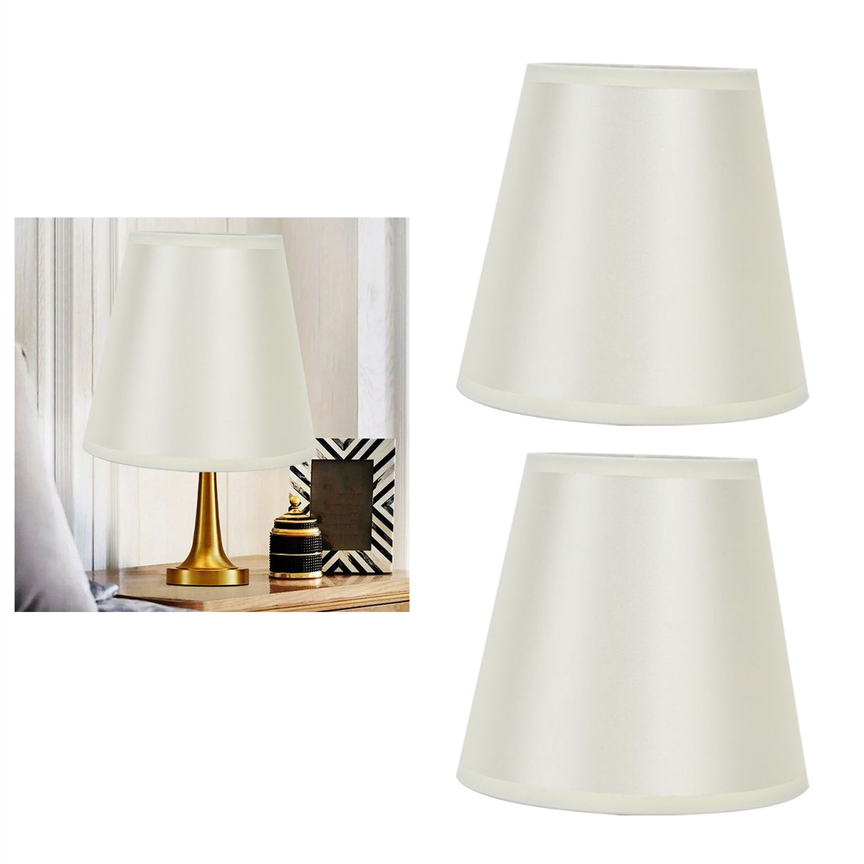 2PCS Modern Fabric Lampshade Clip On Wall Lamp Chandelier Lamp Shade for E14 Screw Table LightPT11 Beige