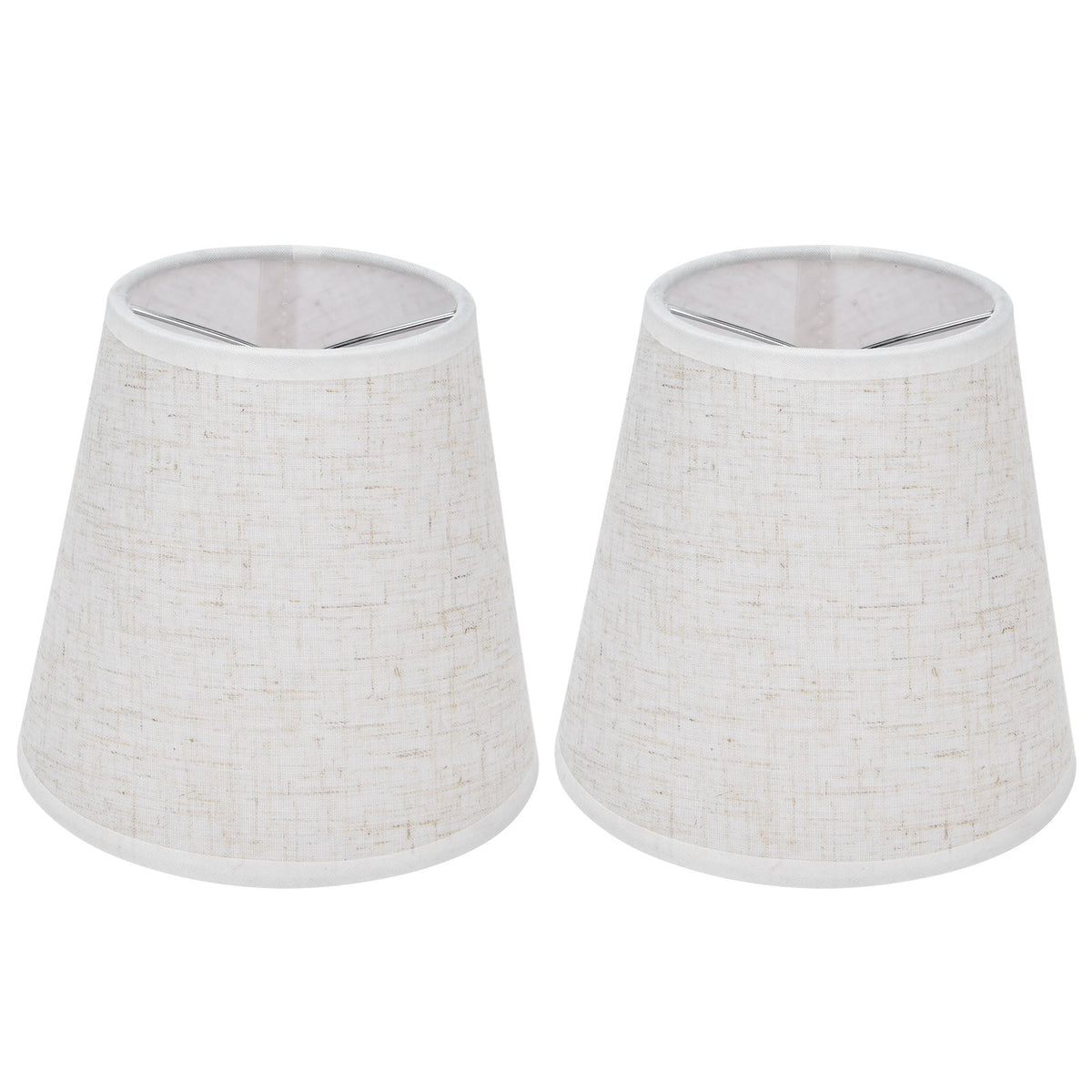2PCS Table Lamp Shade Cover Fabric Clip On Lampshade for E14 Screw Candlestick Lamp ChandelierPT09 Linen