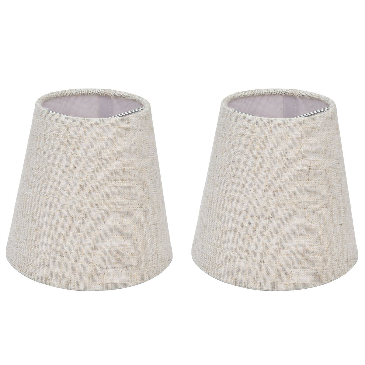 2PCS Table Lamp Shade Cover Fabric Clip On Lampshade for E14 Screw Candlestick Lamp ChandelierPT13 Beige White Edge