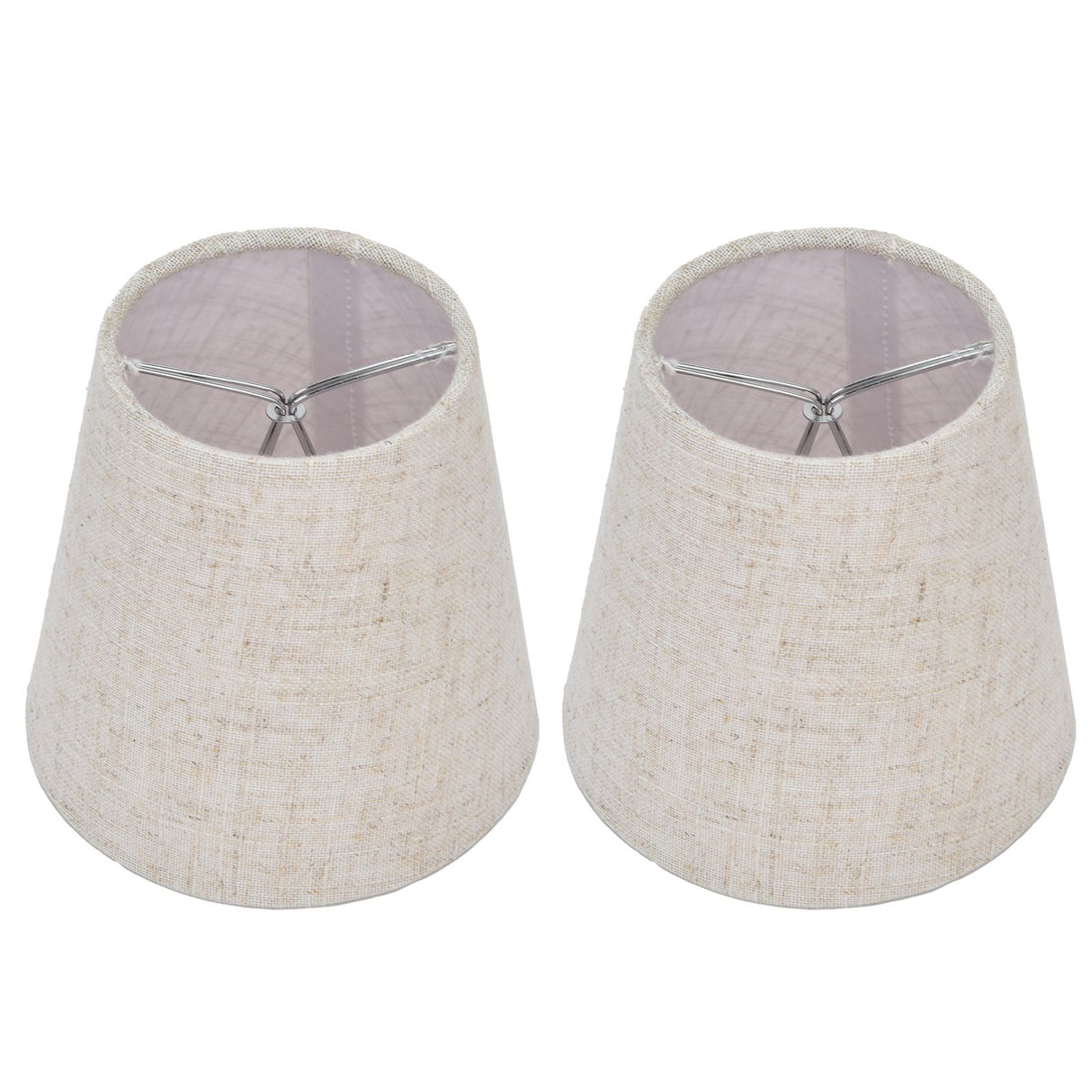 2PCS Table Lamp Shade Cover Fabric Clip On Lampshade for E14 Screw Candlestick Lamp ChandelierPT13 Beige White Edge