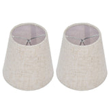 2PCS Table Lamp Shade Cover Fabric Clip On Lampshade for E14 Screw Candlestick Lamp ChandelierPT13 Beige White Edge - Front View