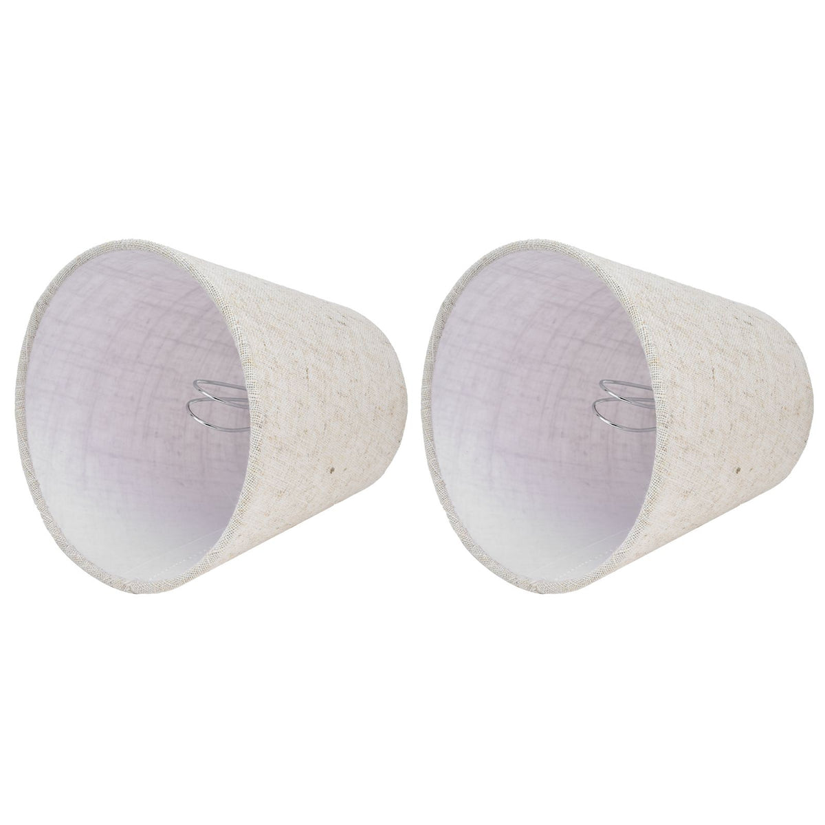 2PCS Table Lamp Shade Cover Fabric Clip On Lampshade for E14 Screw Candlestick Lamp ChandelierPT13 Beige White Edge