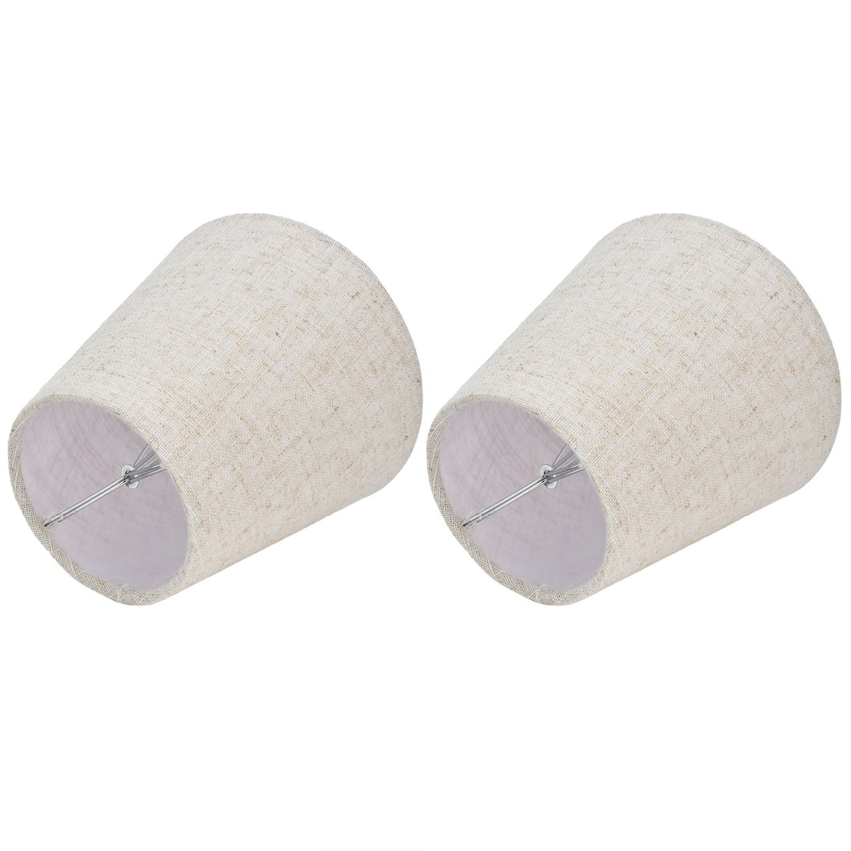 2PCS Table Lamp Shade Cover Fabric Clip On Lampshade for E14 Screw Candlestick Lamp ChandelierPT13 Beige White Edge