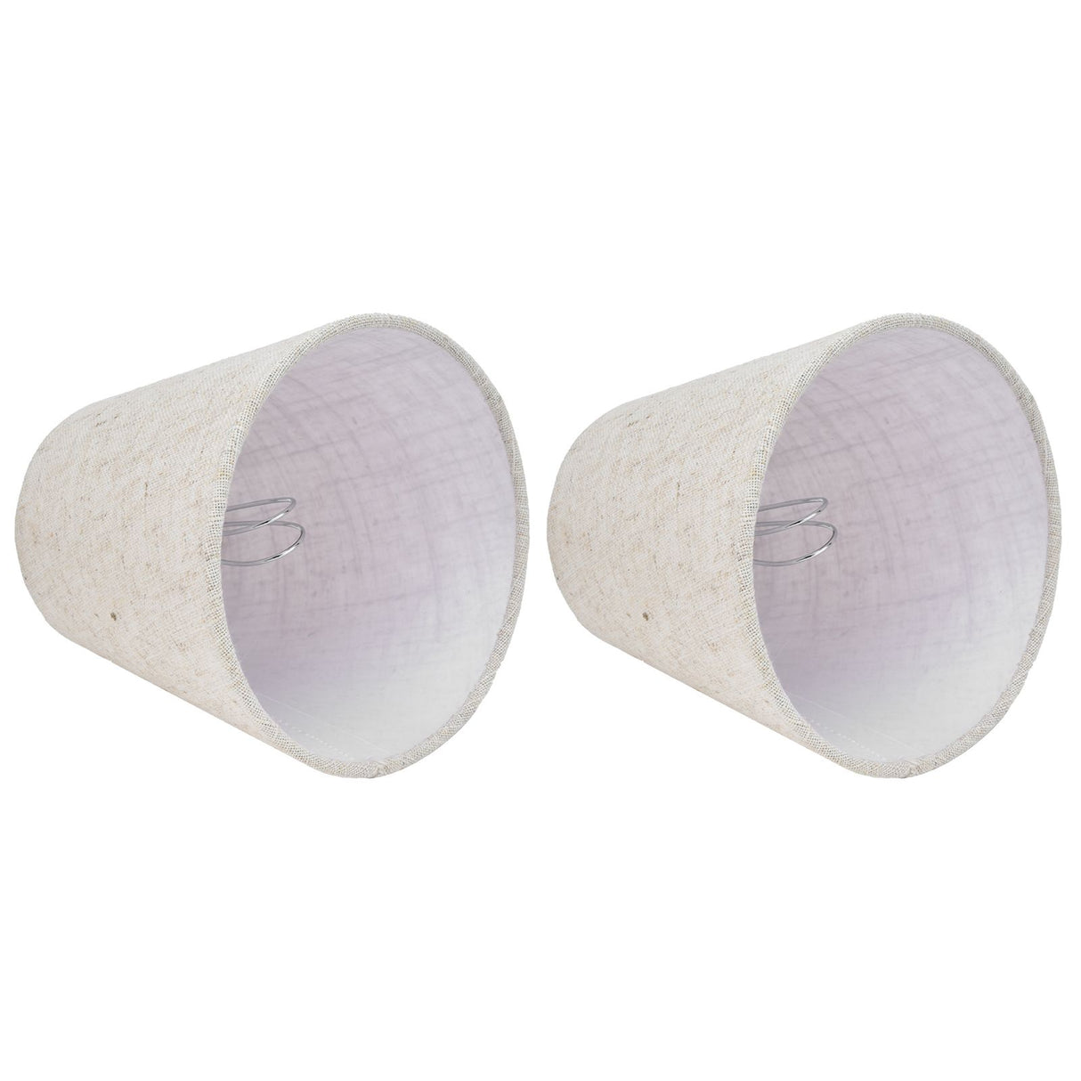 2PCS Table Lamp Shade Cover Fabric Clip On Lampshade for E14 Screw Candlestick Lamp ChandelierPT13 Beige White Edge