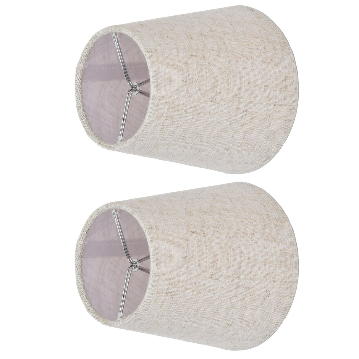 2PCS Table Lamp Shade Cover Fabric Clip On Lampshade for E14 Screw Candlestick Lamp ChandelierPT13 Beige White Edge