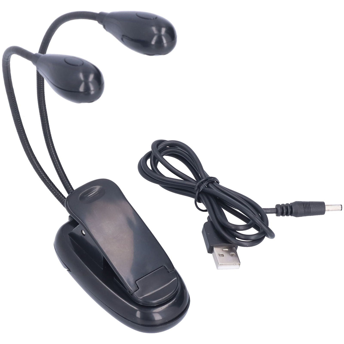 LED Book Light Eye Protecting 360° Rotatable White Light Double Pole 4 Lamp Beads Reading Lamp with Clip for Students