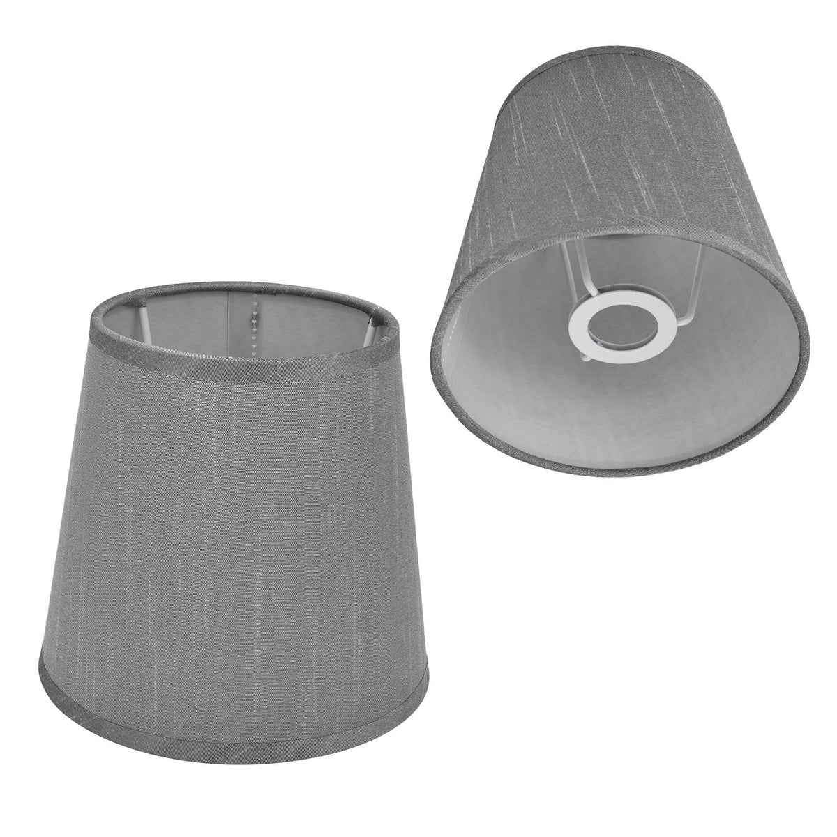 2Pcs Indoor Lamp Shade European Style Fabric Lampshade for E14 Chandelier Table Lamp Floor LampPX150 Silver Gray