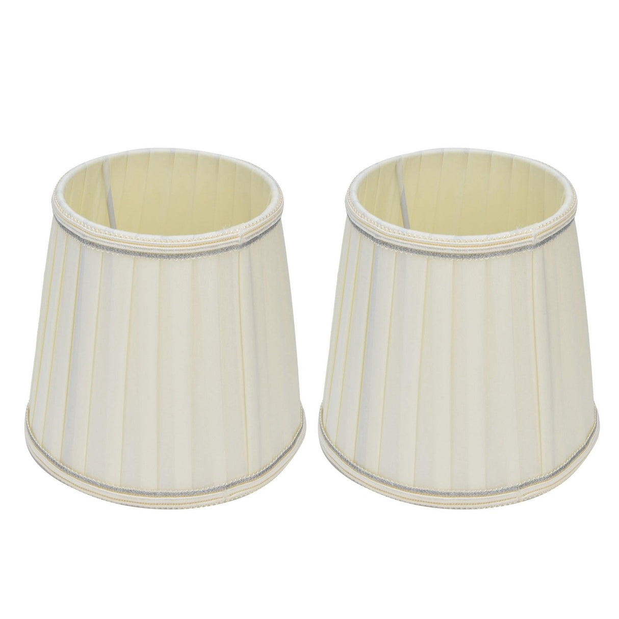 Fabric Lampshade Beige Silver Edge Craft European Style Simple Lamp Shade for E14 Screw Candlestick Lamp