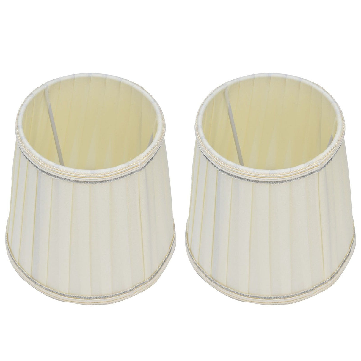 Fabric Lampshade Beige Silver Edge Craft European Style Simple Lamp Shade for E14 Screw Candlestick Lamp