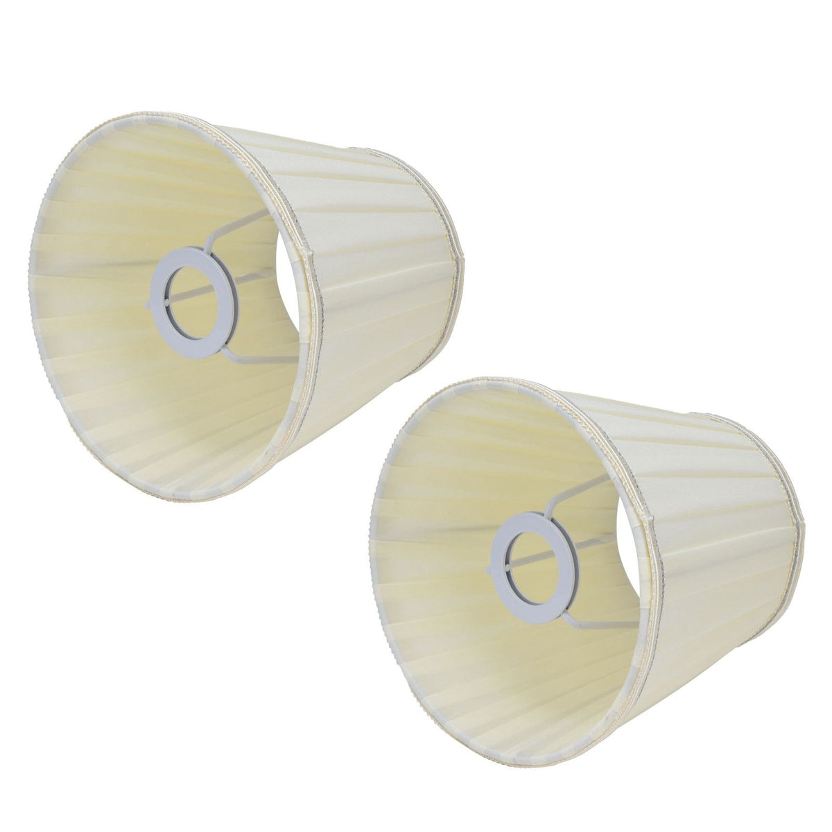 Fabric Lampshade Beige Silver Edge Craft European Style Simple Lamp Shade for E14 Screw Candlestick Lamp