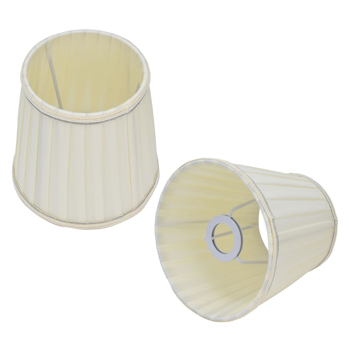 Fabric Lampshade Beige Silver Edge Craft European Style Simple Lamp Shade for E14 Screw Candlestick Lamp