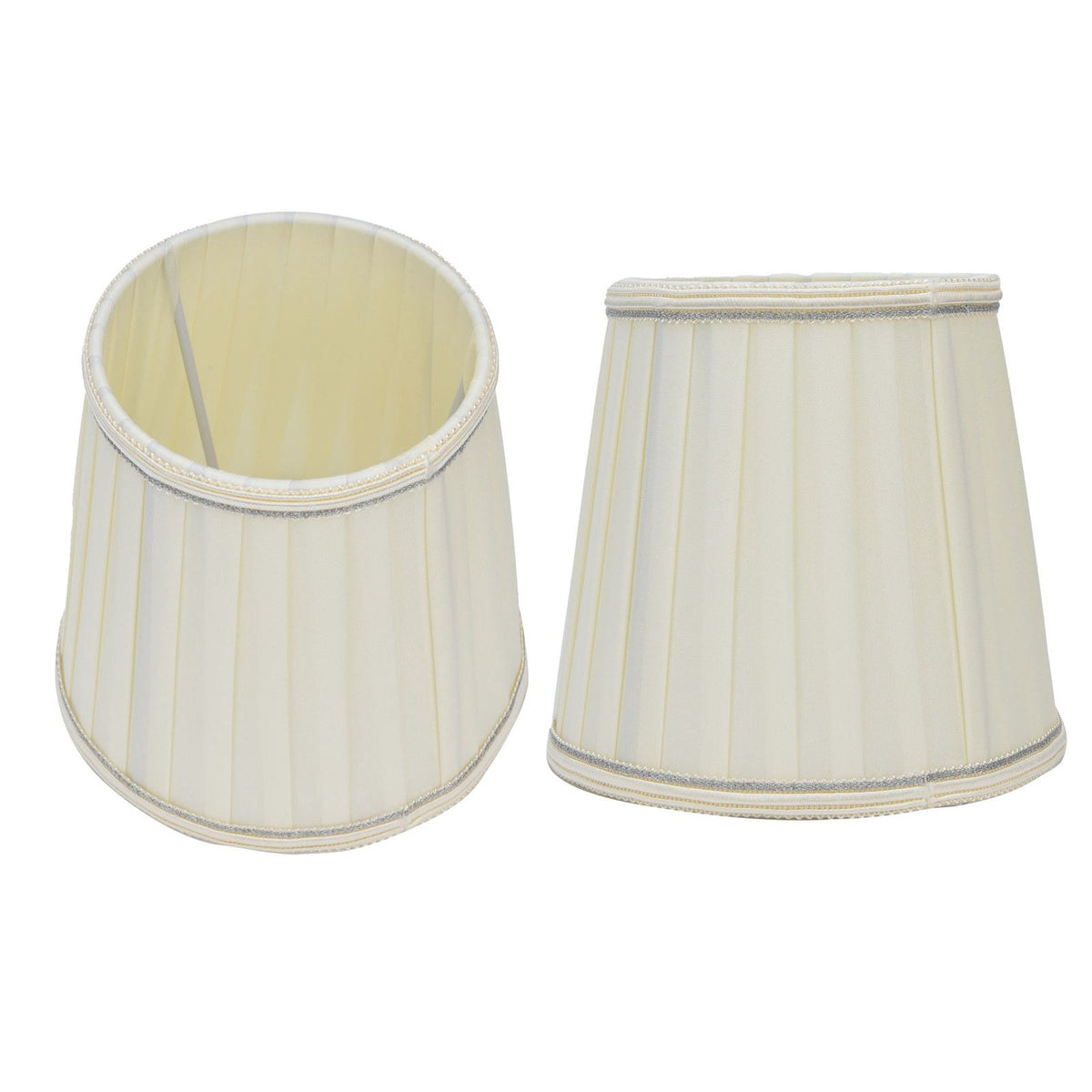 Fabric Lampshade Beige Silver Edge Craft European Style Simple Lamp Shade for E14 Screw Candlestick Lamp