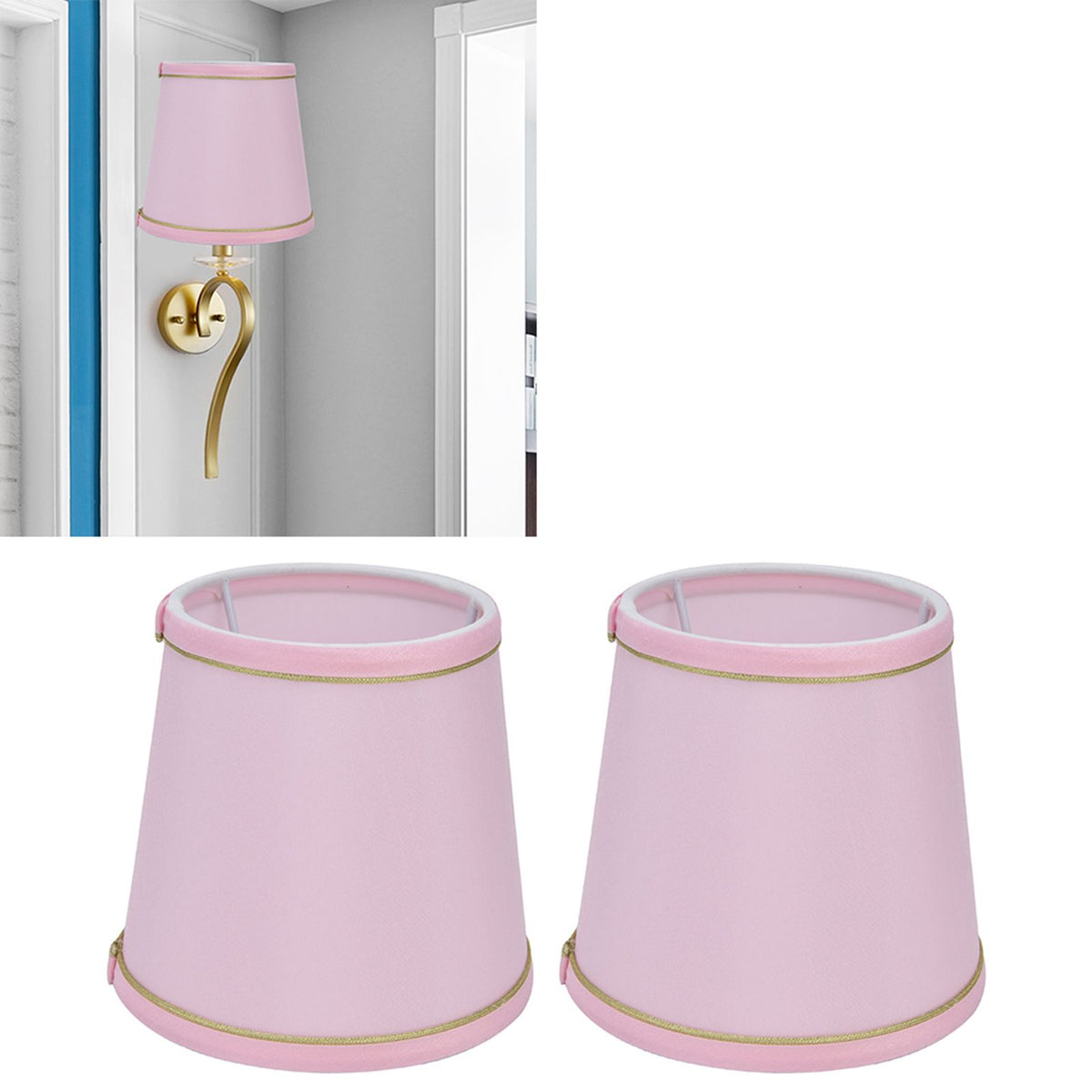 2PCS European Style E14 Lamp Shade Pink Lampshade for Chandelier Table Wall Lamps Home Decoration