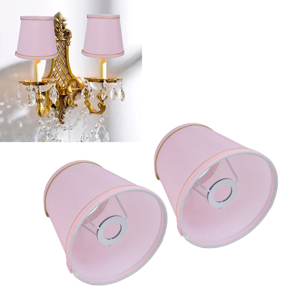 2PCS European Style E14 Lamp Shade Pink Lampshade for Chandelier Table Wall Lamps Home Decoration